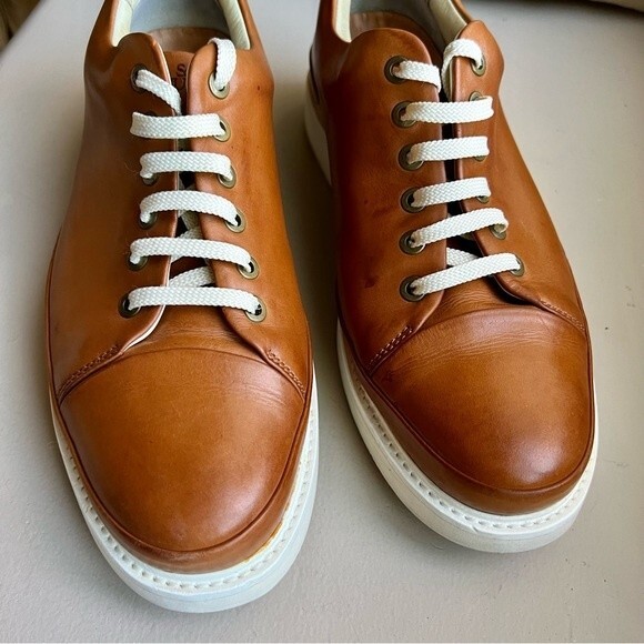 Samuel Hubbard Fast Burnished Tan Brown Leather Lace Up Sneaker Shoes Men’s 8 - Picture 10 of 16